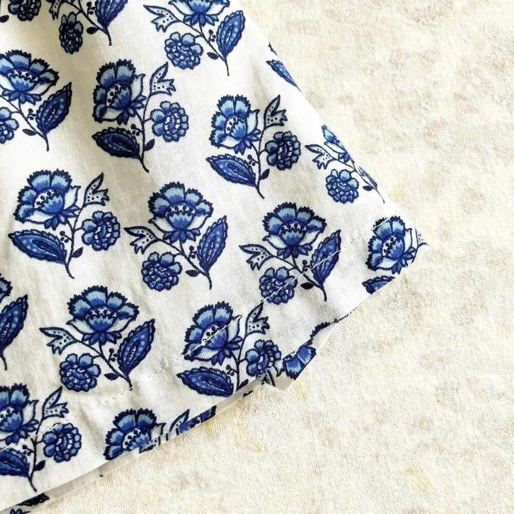 Janie and Jack 4 Top Floral Print Blue White Sleeveless Lined Spaghetti Strap